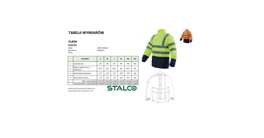 Bunda zateplená výstražná FLASH, XL, žlutá, STALCO