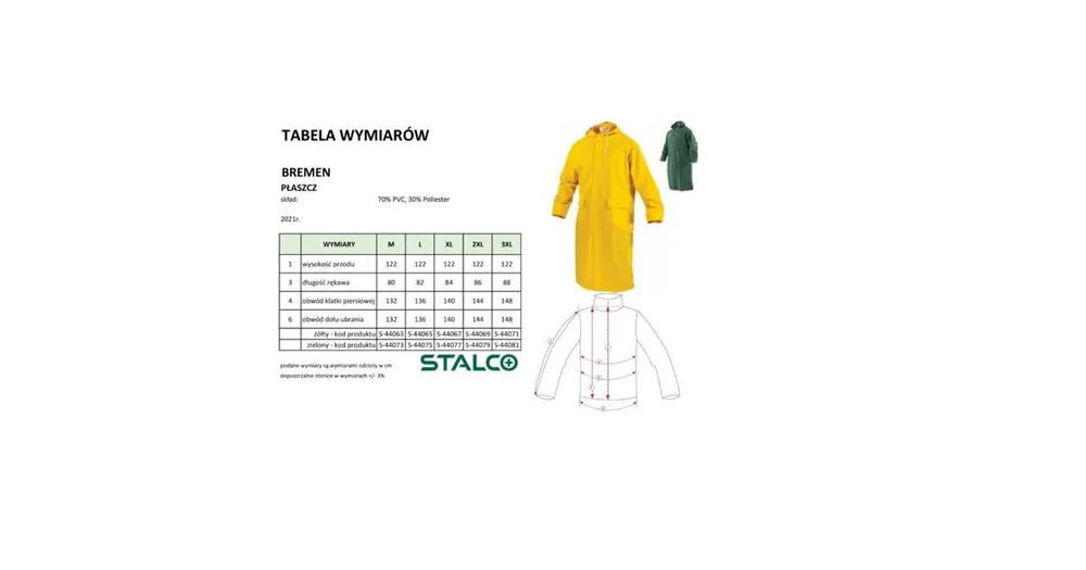 Plášť nepromokavý BREMEN, 3XL, žlutý, STALCO