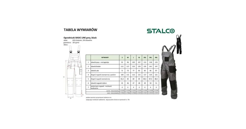 Kalhoty montérkové, lacl, BASIC LINE, 2XL/58, STALCO