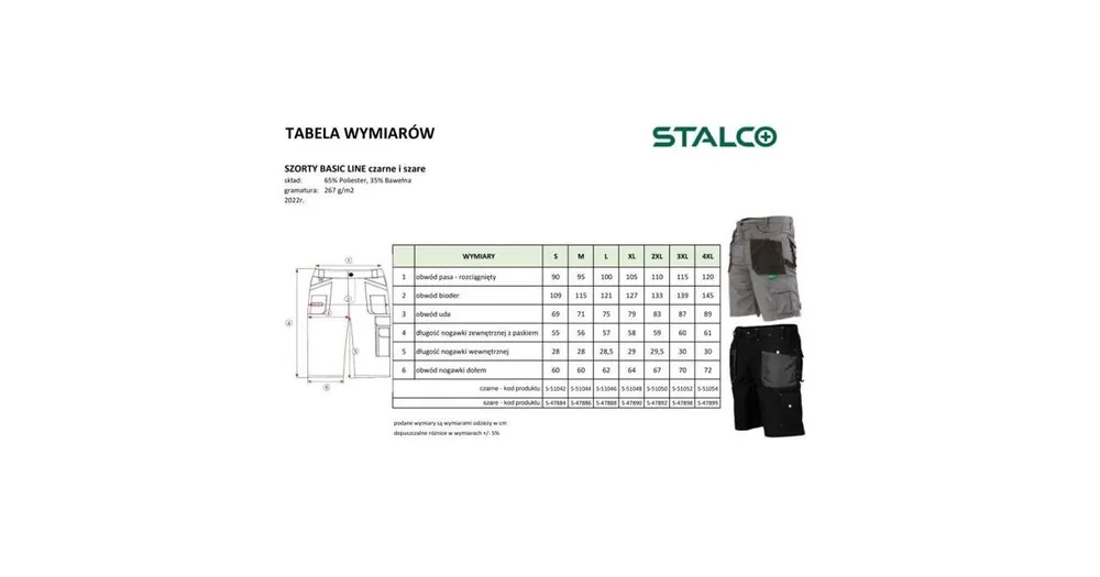 Kraťasy pracovní BASIC LINE, M/50, šedé, STALCO