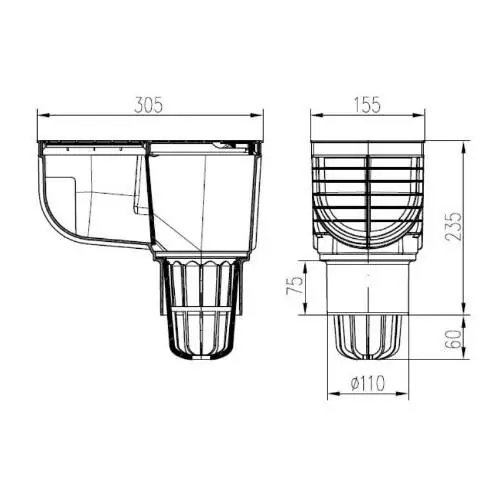 Lapač střešních splavenin přímý 110mm /149794/
