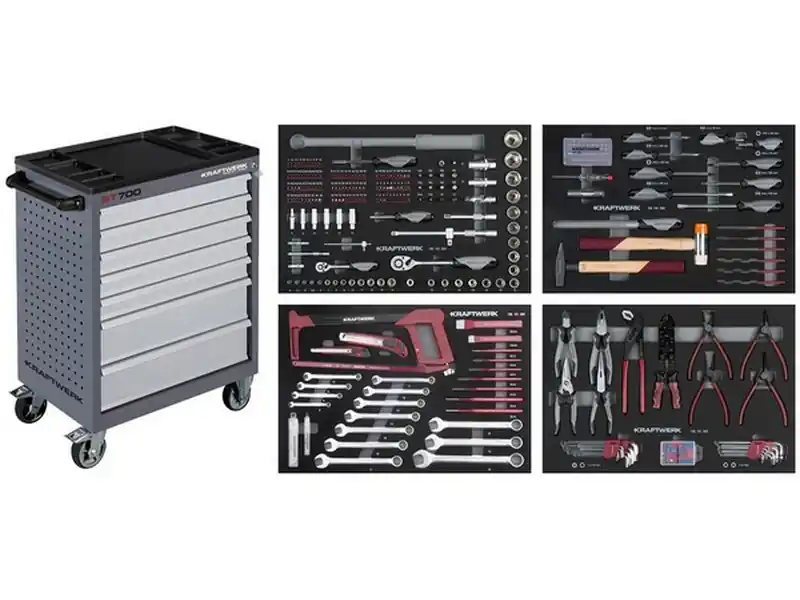 AKCE KW Dílenský vozík BT700 7 zásuvek + nářadí 4 moduly 337ks COMPLETO EVA Basic Line