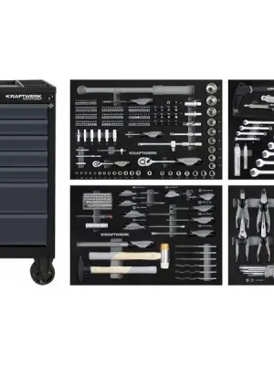 AKCE KW Dílenský vozík BT700 7 zásuvek (antracit) + nářadí 4 moduly 337ks COMPLETO EVA Basic Line