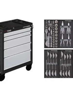 Dílenský vozík LT700 5 zásuvek + nářadí 6 modulů 74ks Basic Line