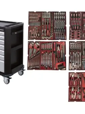 AKCE KW Dílenský vozík P207 7 zásuvek + nářadí 15 modulů 233ks COMPLETO PROFI Line