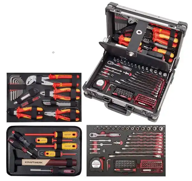 AKCE KW Sada nářadí 1/4" VDE 1000V 123ks - ALU kufr PROFI Line