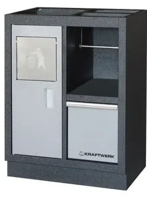AKCE KW Dílenská skříň spodní, 1 zásuvka, odpadkový koš 680x458x910mm MOBILIO GREY dílenský nábytek