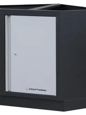 AKCE KW Dílenská skříň spodní rohová, 1 dveře 864/864x458x910mm MOBILIO GREY dílenský nábytek