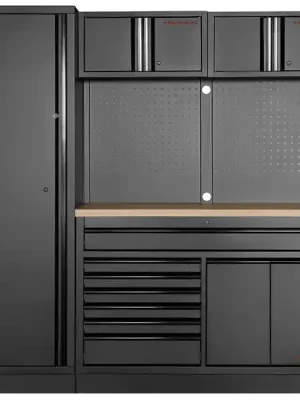 Dílenská stěna 1960x488x2000mm, deska Multiplex MOBILIO BLACK dílenský nábytek