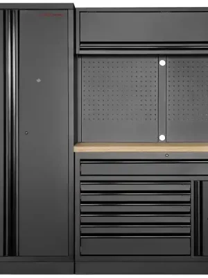 Dílenská stěna 2275x488x2000mm, deska Multiplex MOBILIO BLACK dílenský nábytek
