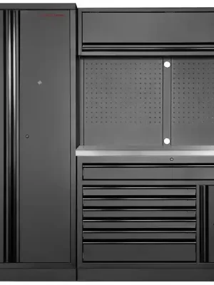 Dílenská stěna 2275x488x2000mm, deska Multiplex MOBILIO BLACK dílenský nábytek