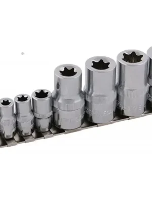 Sada 1/4" a 1/2" nástavců Torx E5-E18 9ks