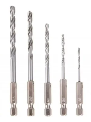 Sada vrtáků do kovu, dřeva a plastu 1/4" 6-hran 1,5-6,0mm DIN338 7ks