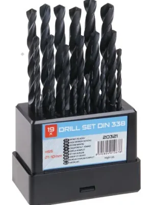 Sada vrtáků do kovu 1,0-10,0mm /0,5mm válcované HSS-R DIN338 19ks - plast