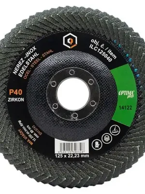 Lamelový kotouč na ocel a nerez 125mm / zrno PF - do rohu ZIRKON