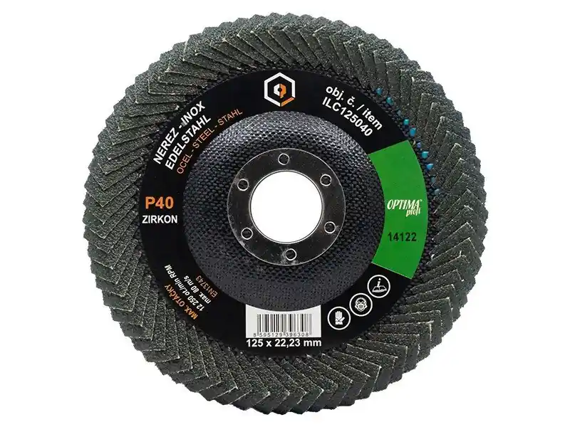 Lamelový kotouč na ocel a nerez 125mm / zrno PF - do rohu ZIRKON