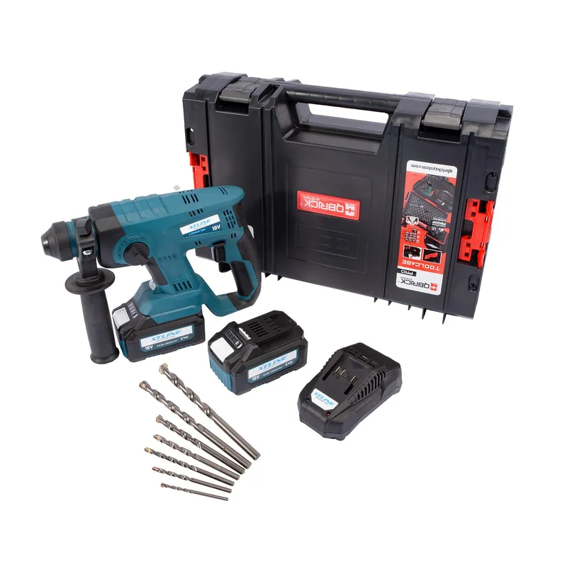 Aku kladivo SDS PLUS + 2 baterie 5.0 Ah + sada vrtáků + nabíječka 3.5 A + box XTLINE