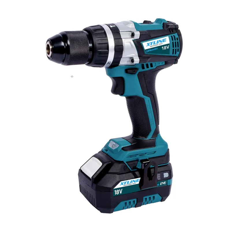 AKCE XT Aku vrtačka s příklepem bezuhlíková 18 V /65 Nm + 2 baterie 4.0 Ah + nabíječka 3.5 A XTLINE