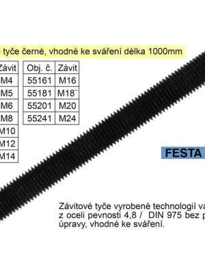 Závitová tyč černá M4x1000mm
