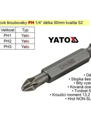 Bit křížový šroubovák PH2x50mm 1/4" Yato