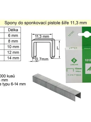 Spony do sponkovačky šíře 11,3 mm hranaté délka  6 mm balení 1000 kusů