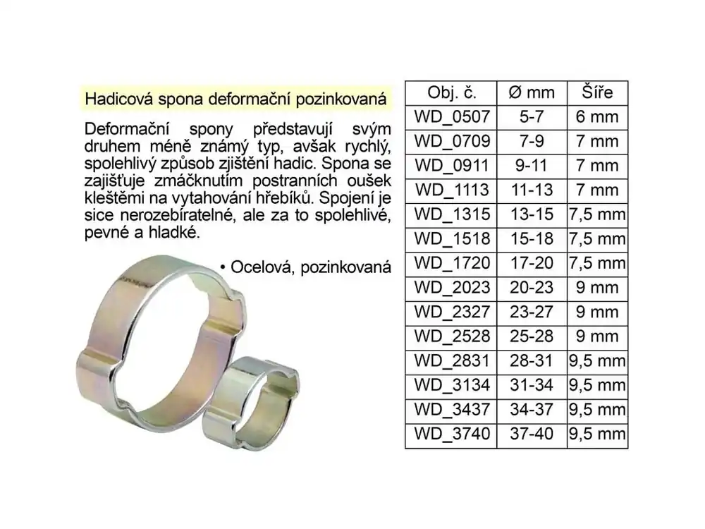 Hadicová spona deformační pozinkovaná 28-31 mm