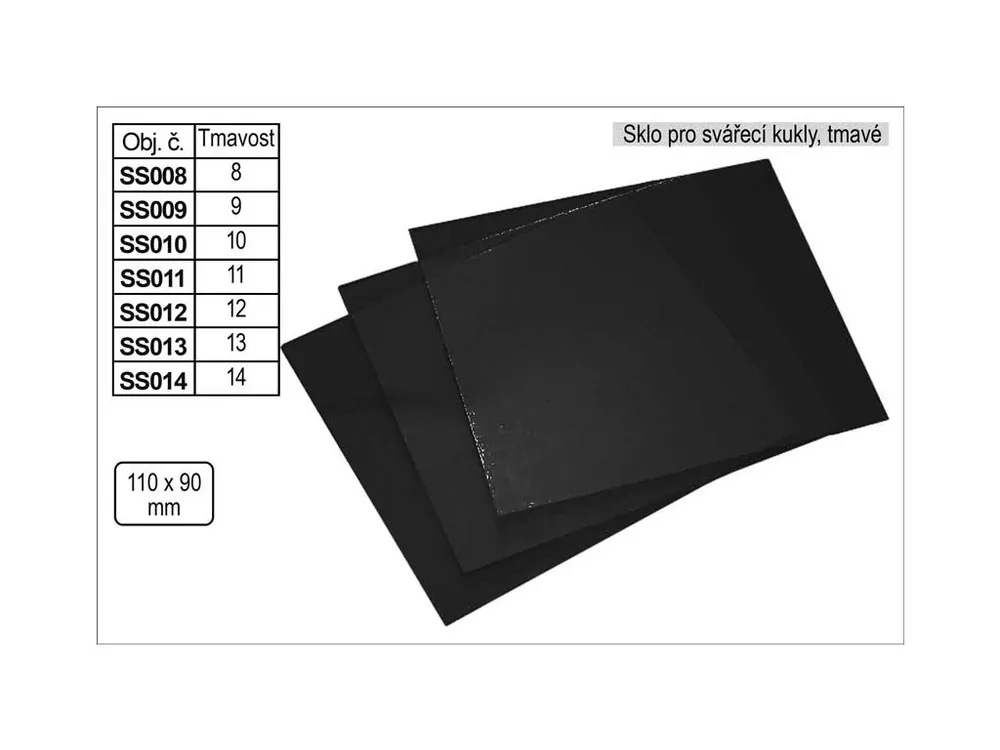 Sklo svářecí tmavé rozměr 110x90mm tmavost č.10