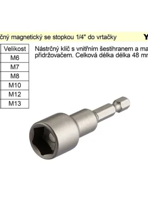 Klíč nástavec nástrčný M8 magnetický se stopkou 1/4" do vrtačky
