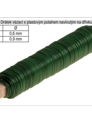 Drátek vázací s PVC potahem 0,9mm délka 30m na dřívku