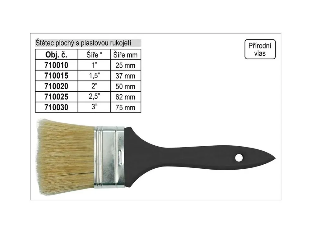 Štětec plochý s plastovou rukojetí šíře 1,5"