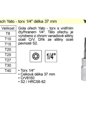 Gola ořech torx 1/4" T40 YT-7666
