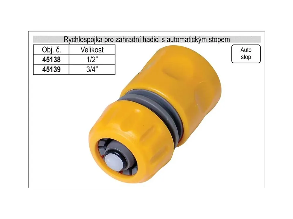 Rychlospojka pro zahradní hadici 3/4" s automatickým Stopem