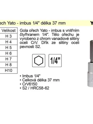 Gola ořech imbus 1/4" H 8 YT-7672