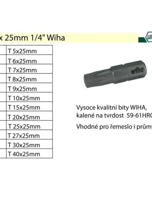 Bit Torx T40x25mm 1/4" Wiha Standard