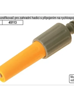 Rozstřikovač pro zahradní hadici s připojením na rychlospojku