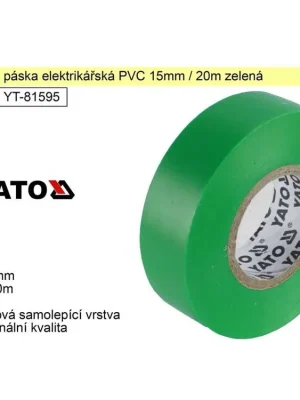 Izolační páska elektrikářská PVC 15mm / 20m zelená
