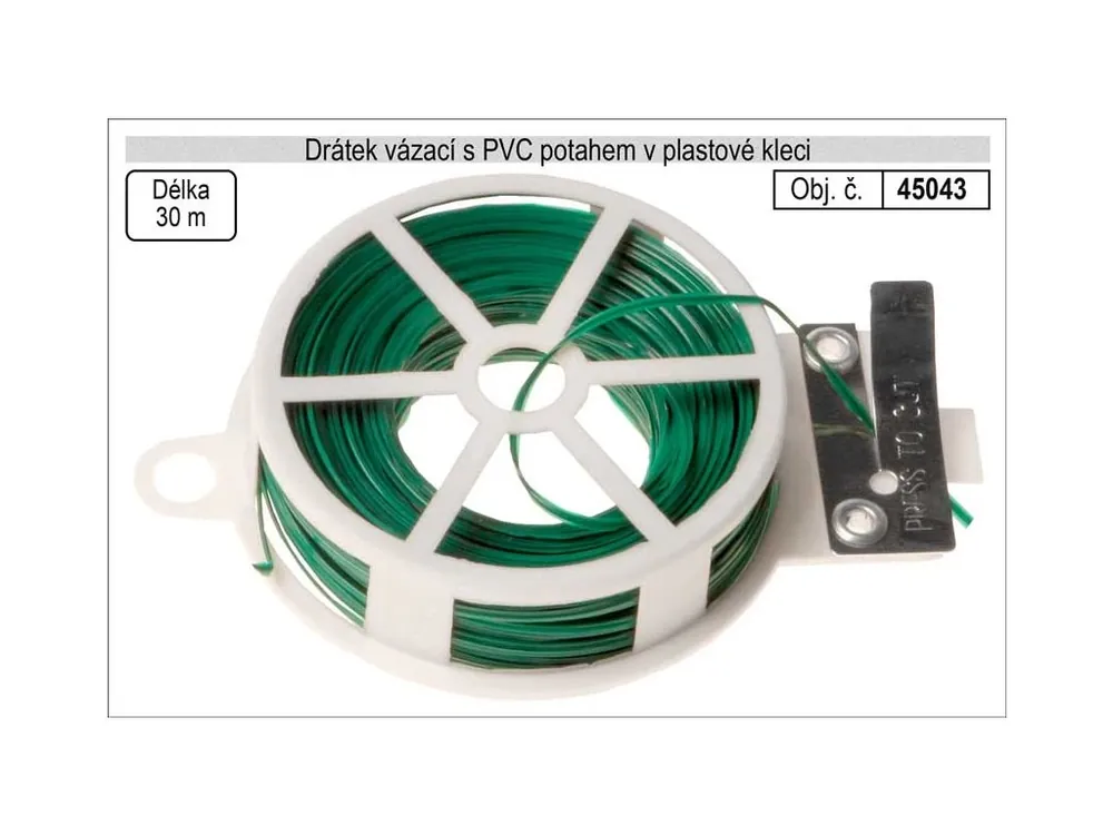 Drátek vázací s PVC potahem 0,6mm délka 30m v plasové kleci