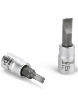 hlavice zástrčná šroubovák plochý, 1/4", 7mm, L 37mm, FD7, CrV/S2, FORTUM