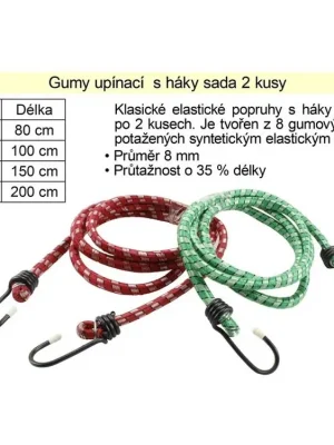 Gumy upínací  80 cm, 8 mm, sada 2 kusy