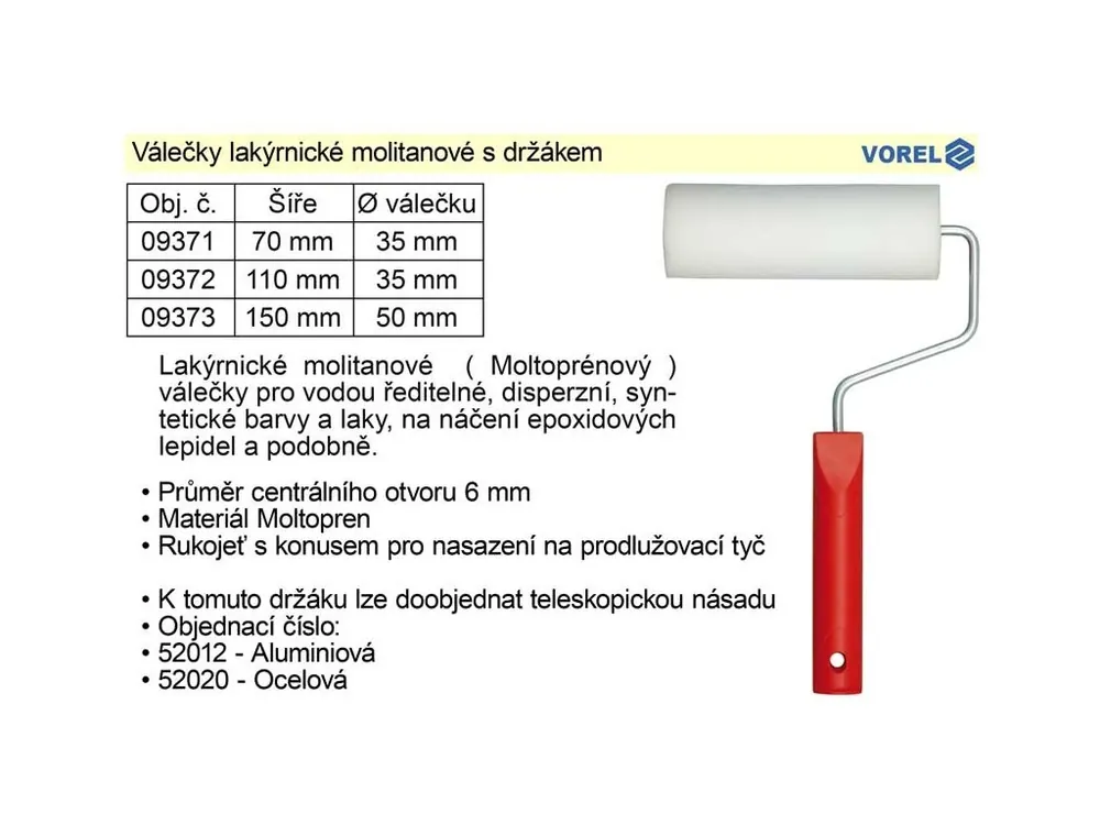 Váleček lakýrnický molitanový s držákem šíře 110mm
