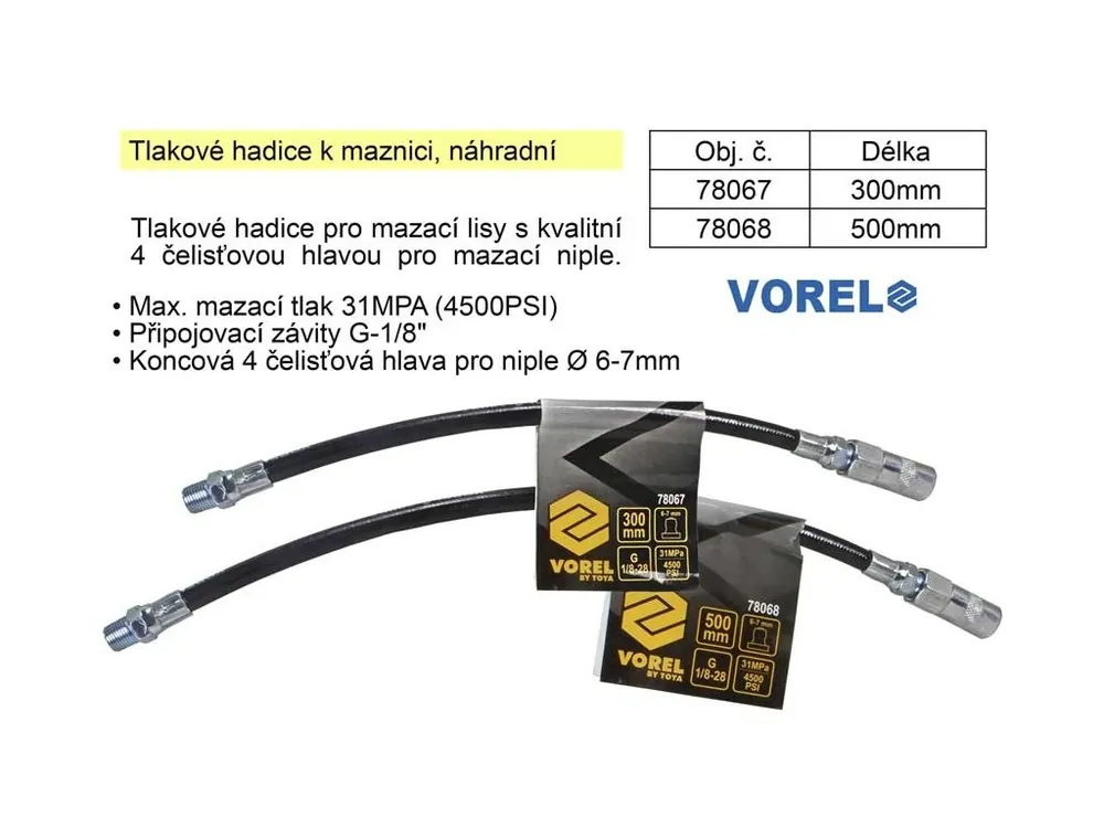 Tlaková hadička 78067 k maznici náhradní délka 300mm