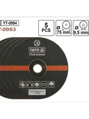 Kotouče řezné pro příčnou brusku průměr 75mm, sada 5 kusů YT0933