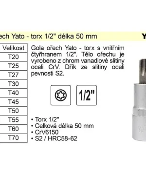 Gola ořech torx 1/2" T20 YT-7713