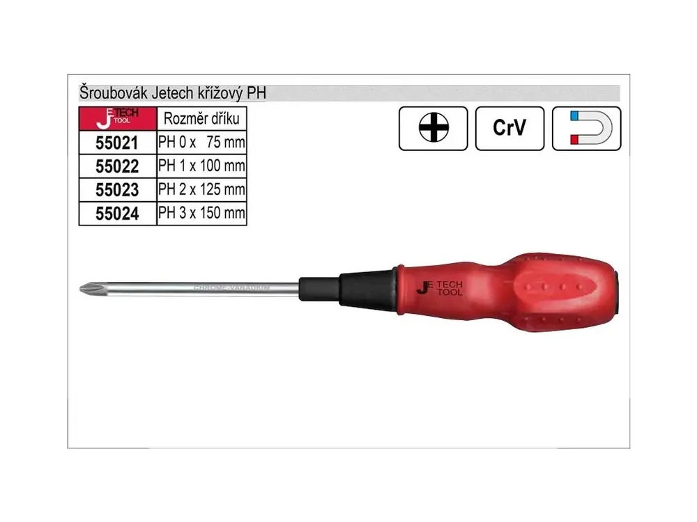 Šroubovák Jetech, křížový PH 3x150mm