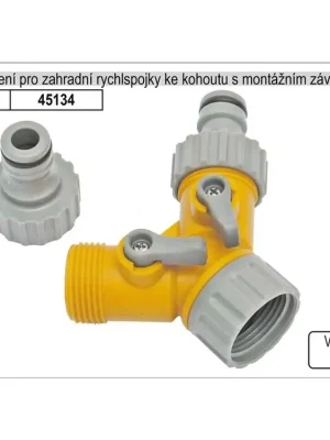 Rozdvojení pro zahradní rychlspojky ke kohoutu s montážním závitem 3/4"