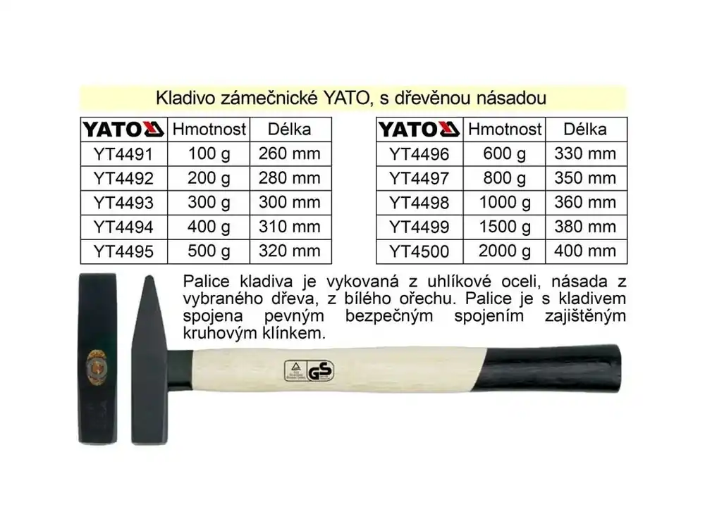 Kladivo zámečnické s dřevěnou násadou 100g