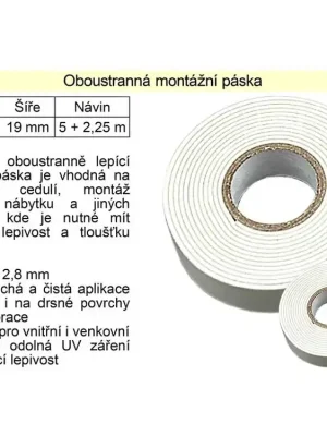 Oboustranná montážní páska 19 mm / 7 m