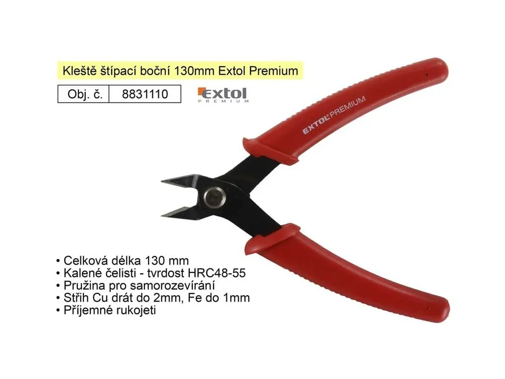 Kleště štípací boční 130mm Extol Premium pro jemnou elektroniku