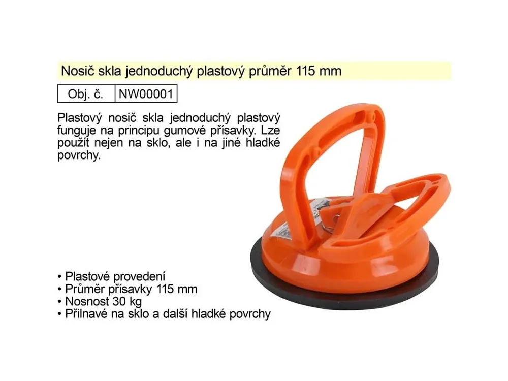 Nosič skla jednoduchý plastový, přísavka