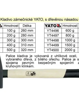 Kladivo zámečnické s dřevěnou násadou 200g